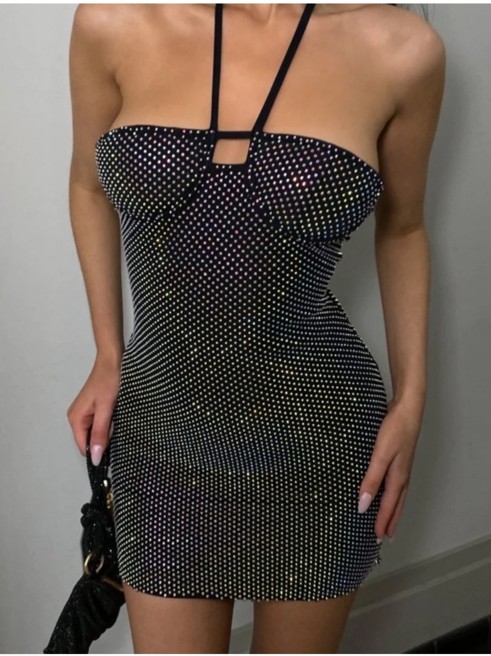 Heiress Beverly H - BLACK
CRYSTAL EMBELLISHED
HALTER MINI DRESS - New with tag L - Picture 8 of 12